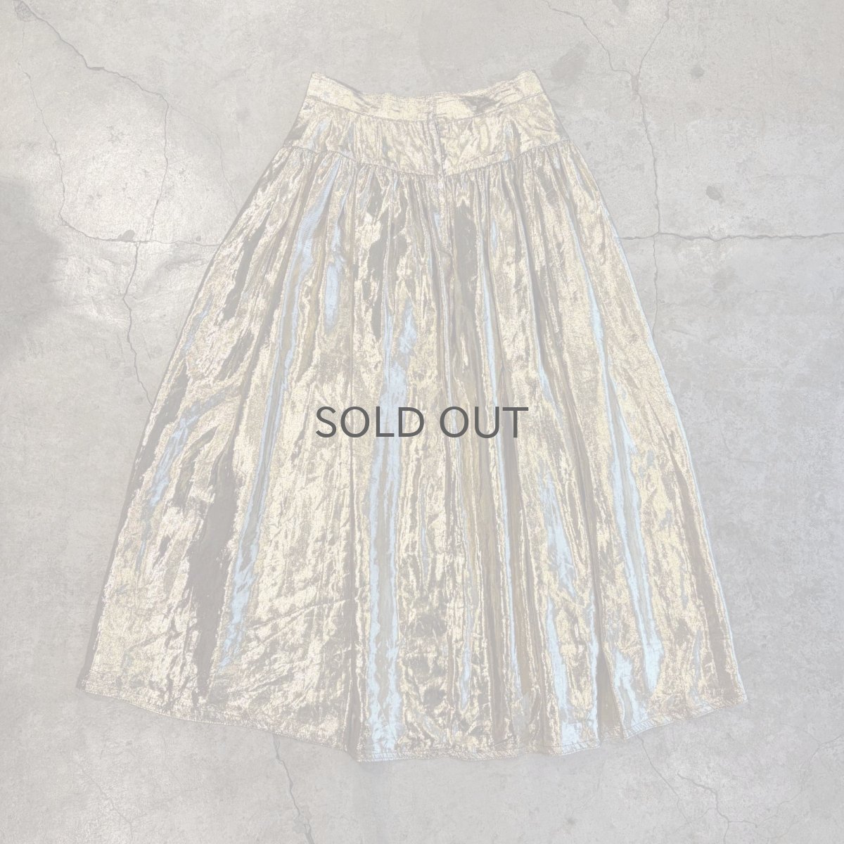 画像2: GOLD METALLIC DESIGN FLARE SKIRT / W27 (2)