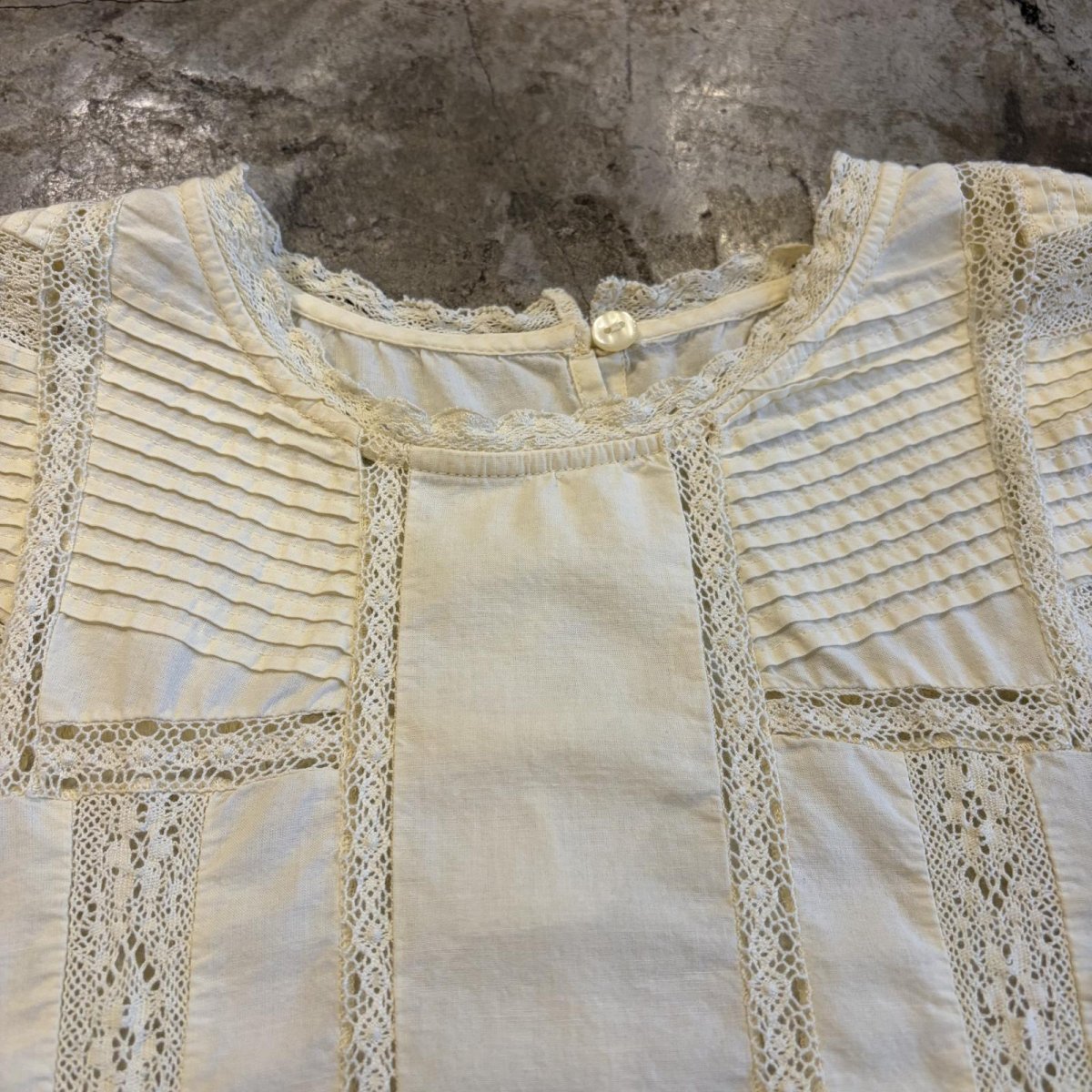 画像5: POINT FRILL LACE DESIGN SLEEVE S/S BLOUSE / Ladies M (5)