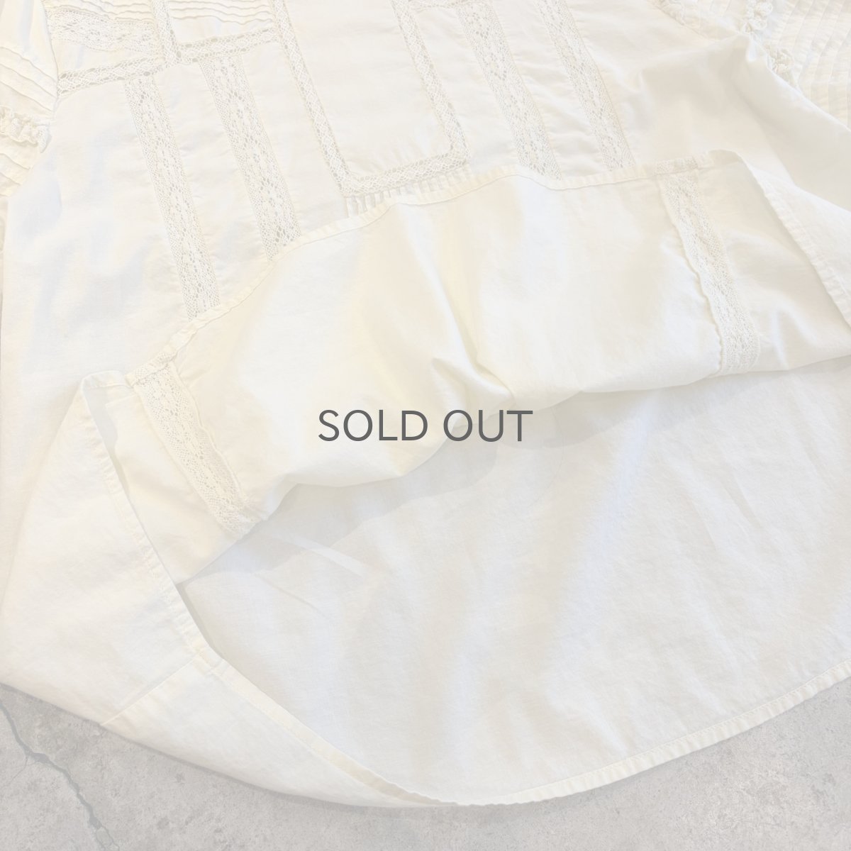 画像8: POINT FRILL LACE DESIGN SLEEVE S/S BLOUSE / Ladies M (8)