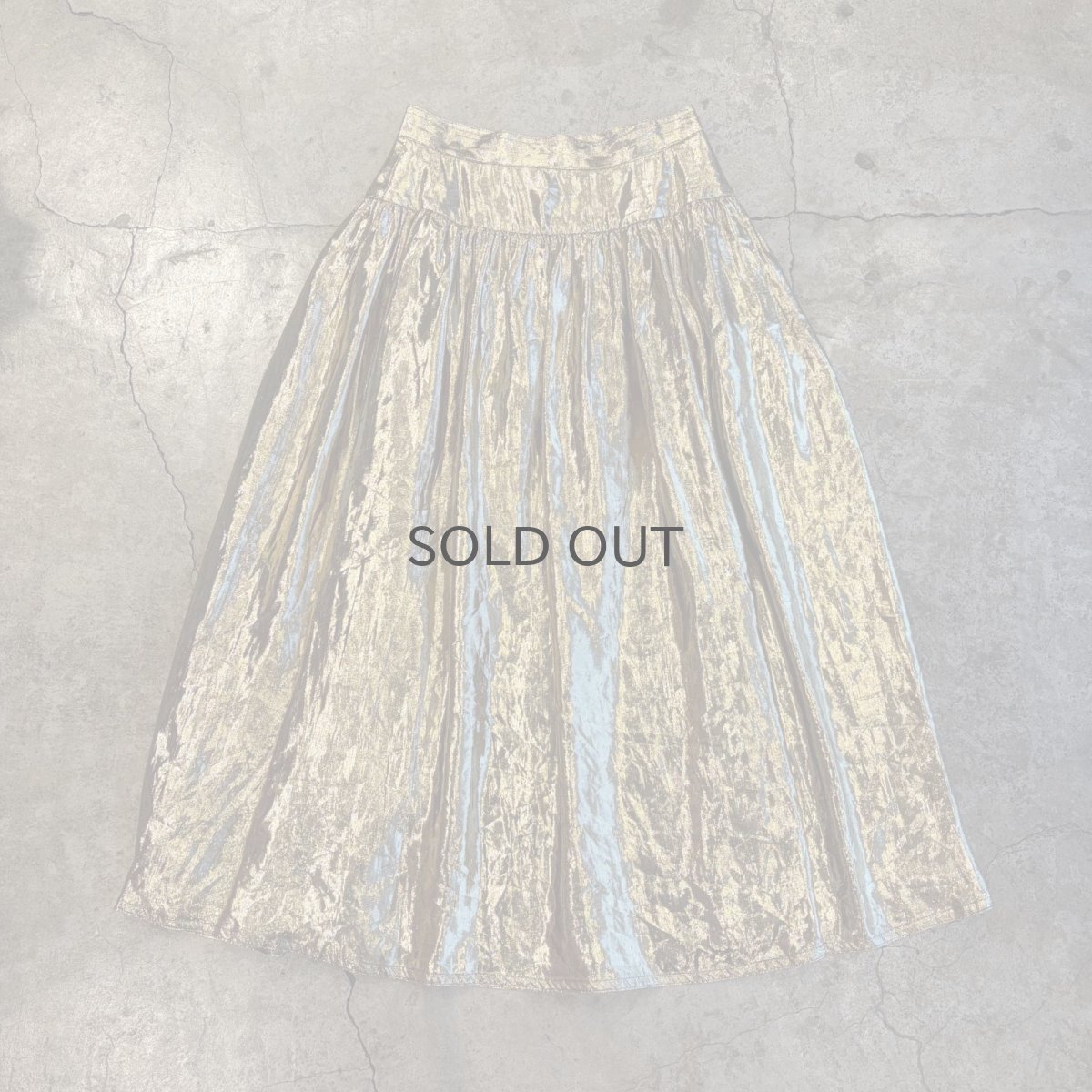 画像1: GOLD METALLIC DESIGN FLARE SKIRT / W27 (1)