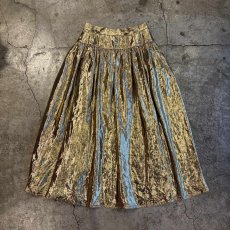 画像1: GOLD METALLIC DESIGN FLARE SKIRT / W27 (1)