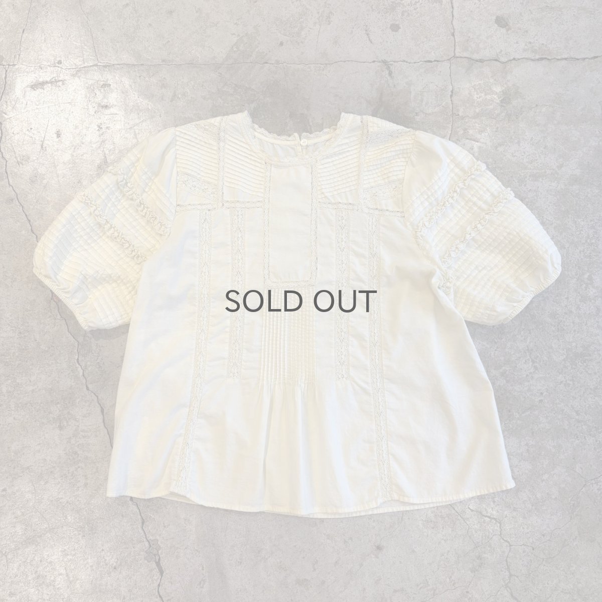 画像1: POINT FRILL LACE DESIGN SLEEVE S/S BLOUSE / Ladies M (1)