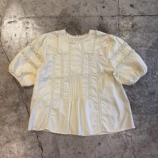 画像1: POINT FRILL LACE DESIGN SLEEVE S/S BLOUSE / Ladies M (1)