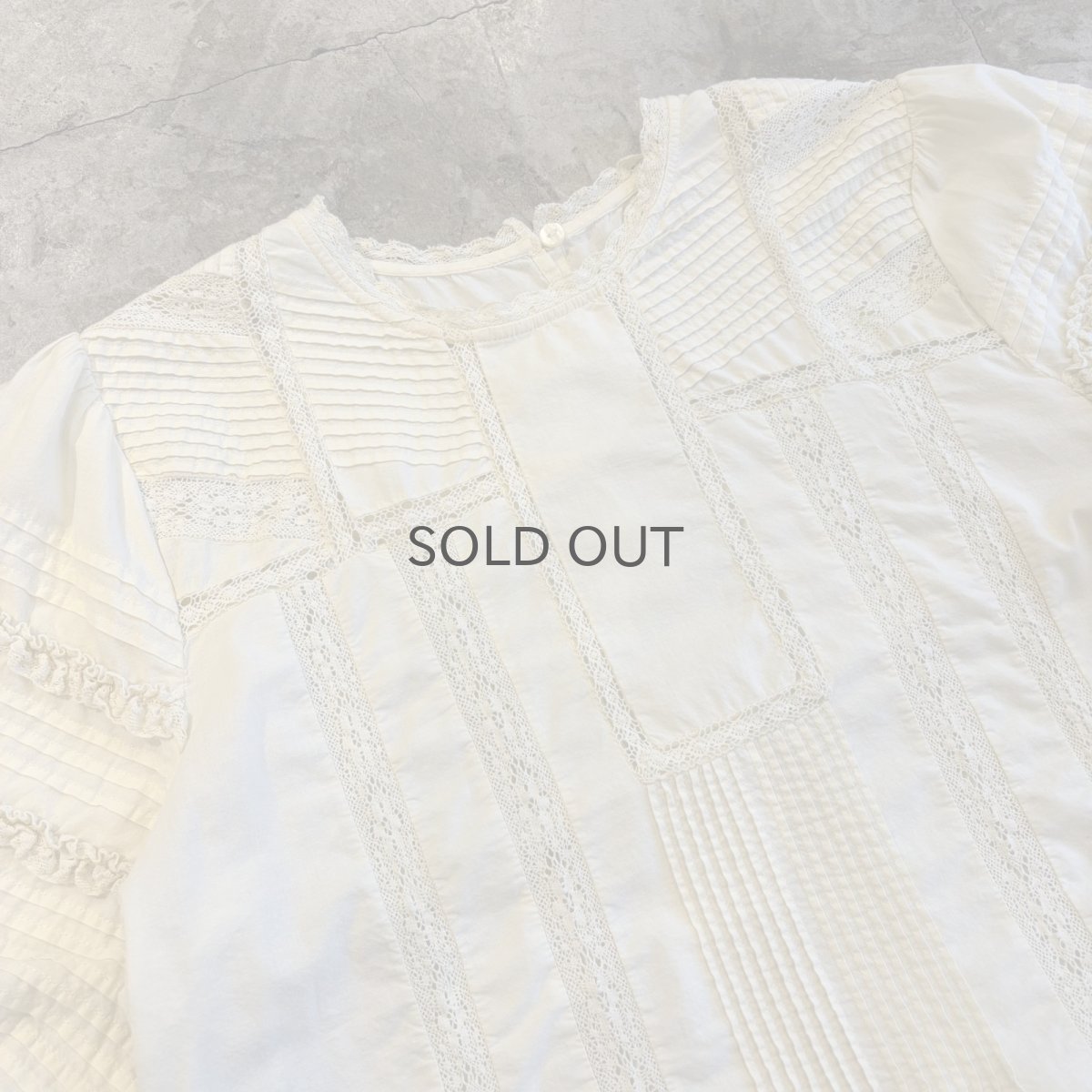 画像3: POINT FRILL LACE DESIGN SLEEVE S/S BLOUSE / Ladies M (3)