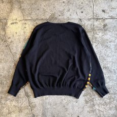 画像2: COLOR ART PATTERN PANELLED DESIGN KNIT L/S TOPS / Ladies M (2)