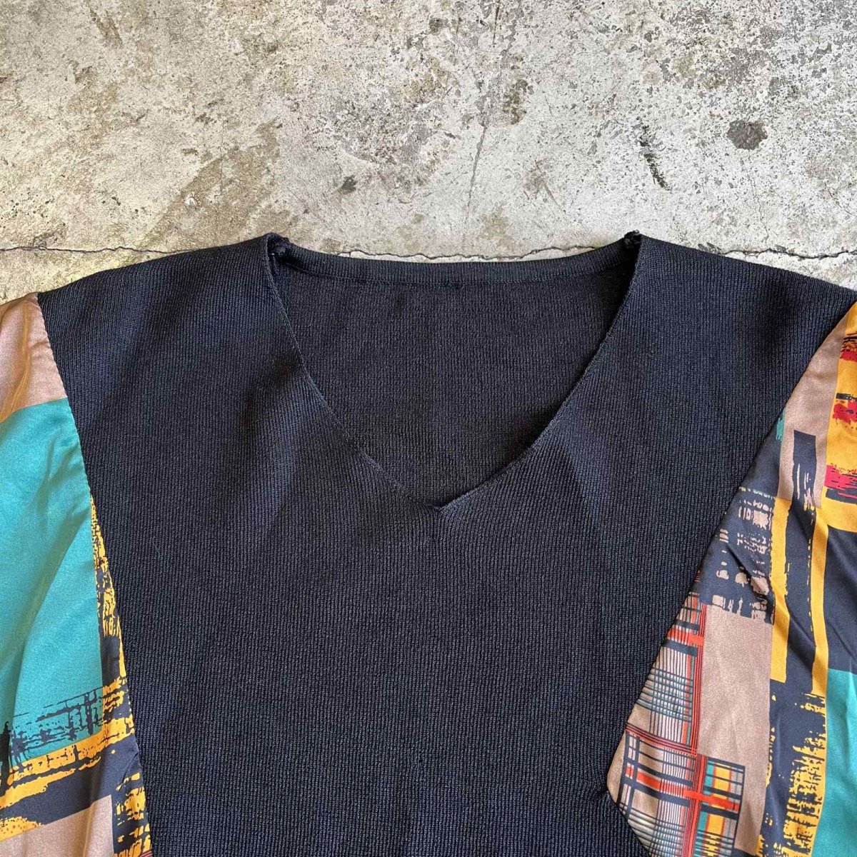 画像8: COLOR ART PATTERN PANELLED DESIGN KNIT L/S TOPS / Ladies M (8)