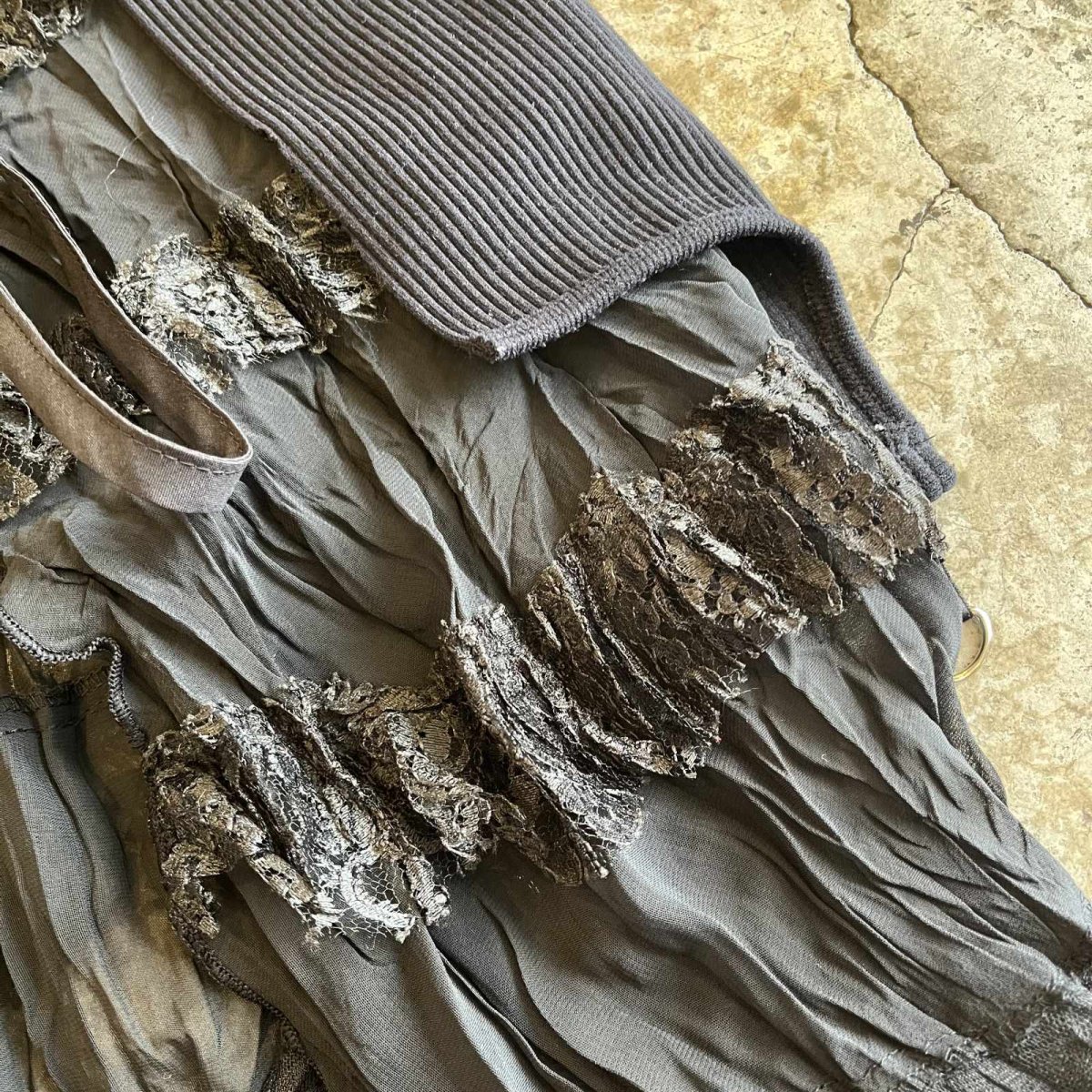 画像7: 【Wiz&Witch】"UNITED" VTG LACE MIX WRAP SKIRT / FREE (7)