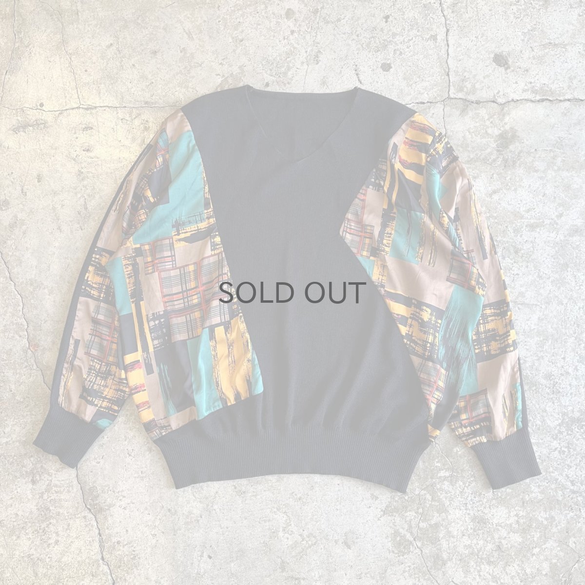 画像1: COLOR ART PATTERN PANELLED DESIGN KNIT L/S TOPS / Ladies M (1)