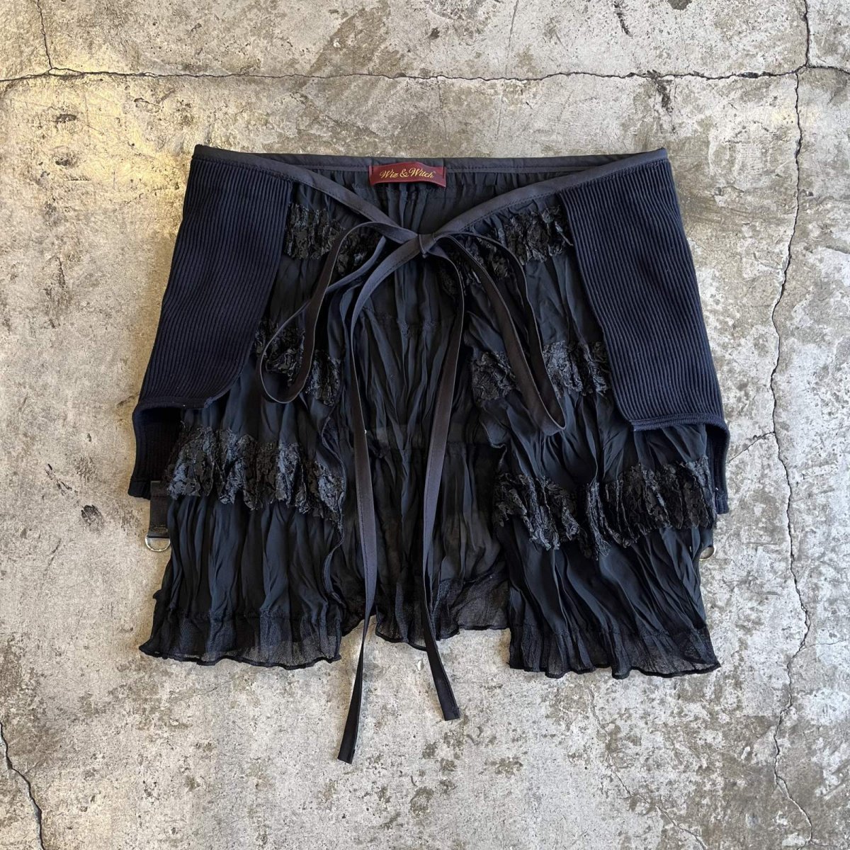 画像1: 【Wiz&Witch】"UNITED" VTG LACE MIX WRAP SKIRT / FREE (1)