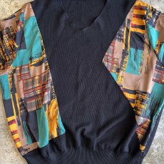 画像10: COLOR ART PATTERN PANELLED DESIGN KNIT L/S TOPS / Ladies M (10)