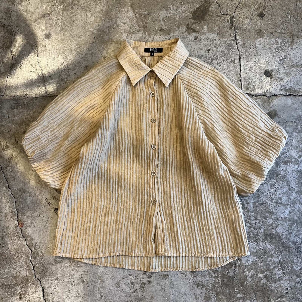 画像1: SLEEVE DESIGN EMBOSS PATTERN S/S SHIRT / Ladies M(S) (1)