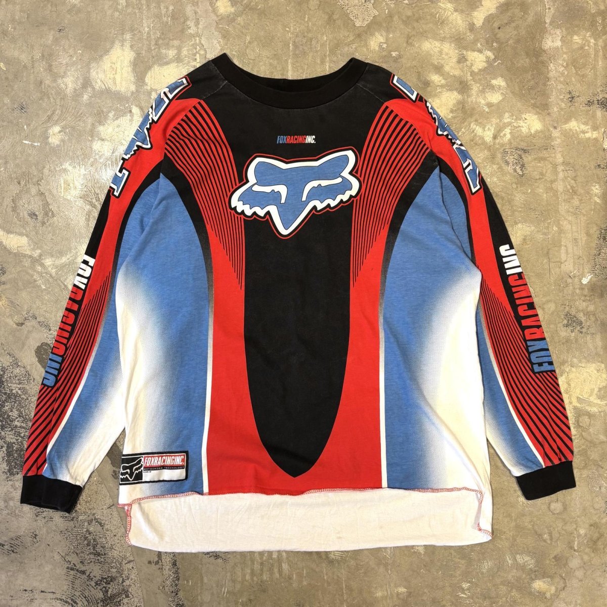 画像1: 90's~ "FOX" COLOR SWITCHED RACING L/S TEE / Mens XL (1)