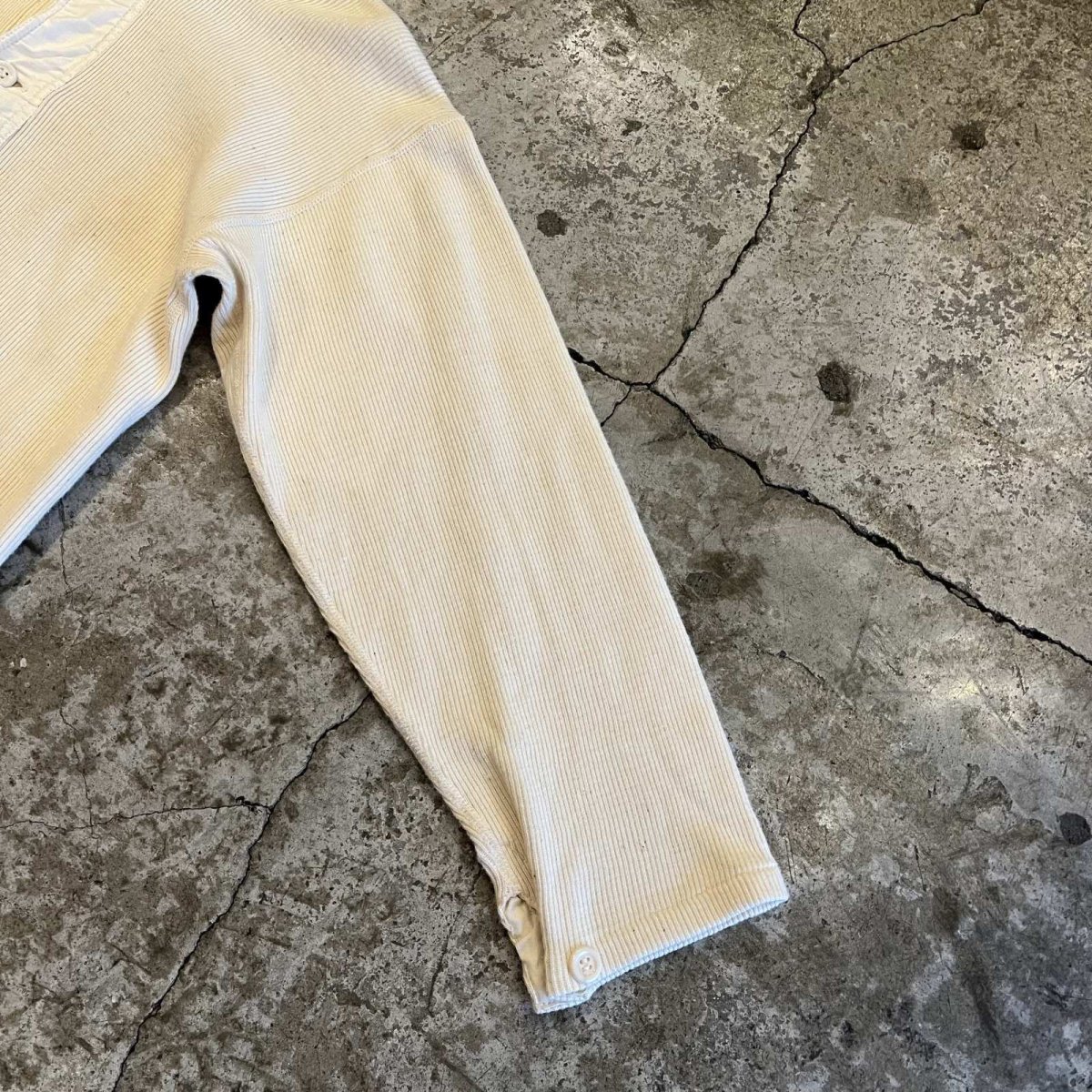 画像6: OLD EURO MILITARY IVORY COLOR L/S CARDIGAN / Ladies S(4) (6)