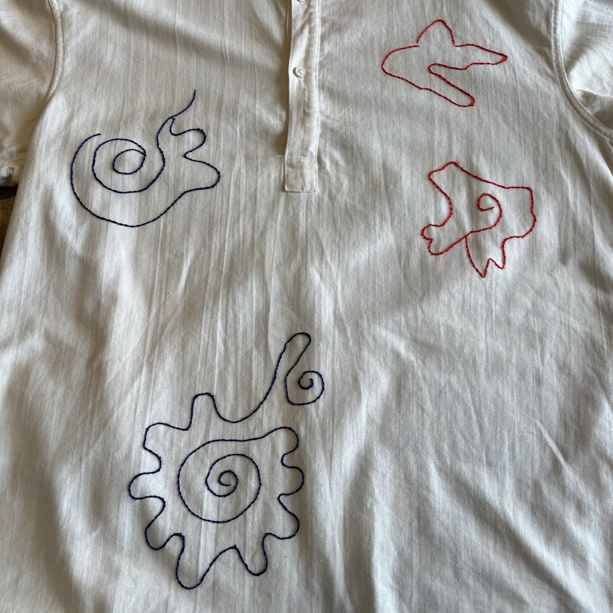 画像11: 2 COLOR ART EMBROIDERY PATTERN HENRY NECK DESIGN L/S TOPS / Ladies L (11)