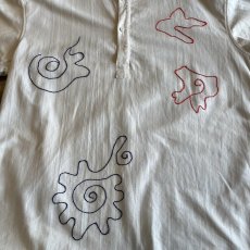 画像11: 2 COLOR ART EMBROIDERY PATTERN HENRY NECK DESIGN L/S TOPS / Ladies L (11)