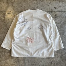 画像2: 2 COLOR ART EMBROIDERY PATTERN HENRY NECK DESIGN L/S TOPS / Ladies L (2)