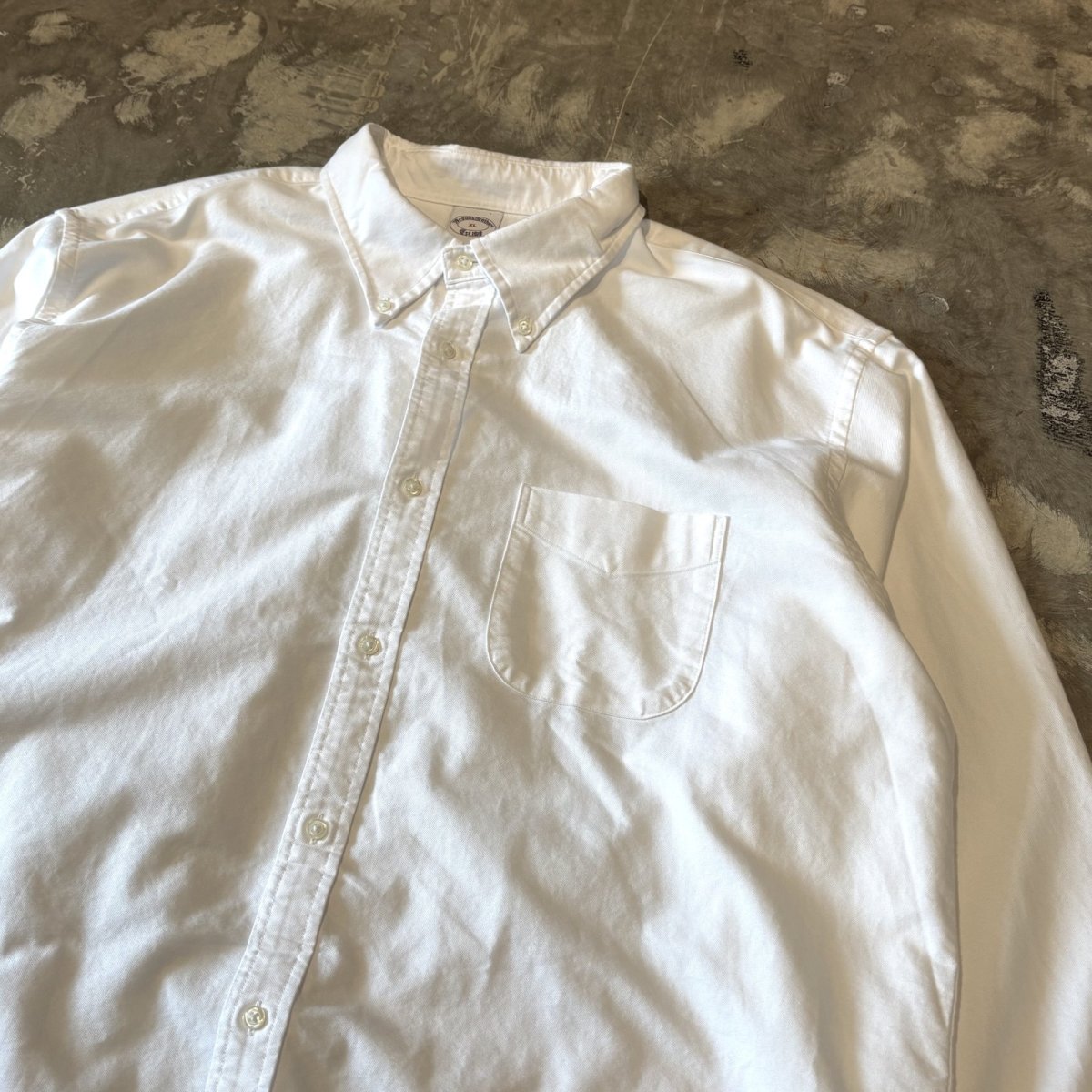画像4: WHITE COLOR BUTTON DOWN COTTON L/S SHIRT / Mens XL (4)