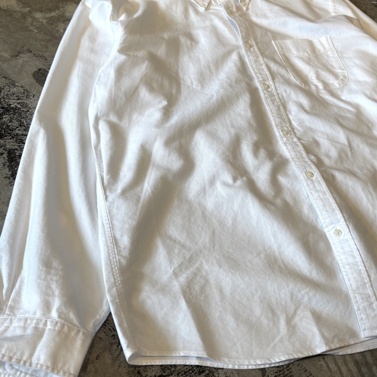 画像5: WHITE COLOR BUTTON DOWN COTTON L/S SHIRT / Mens XL (5)