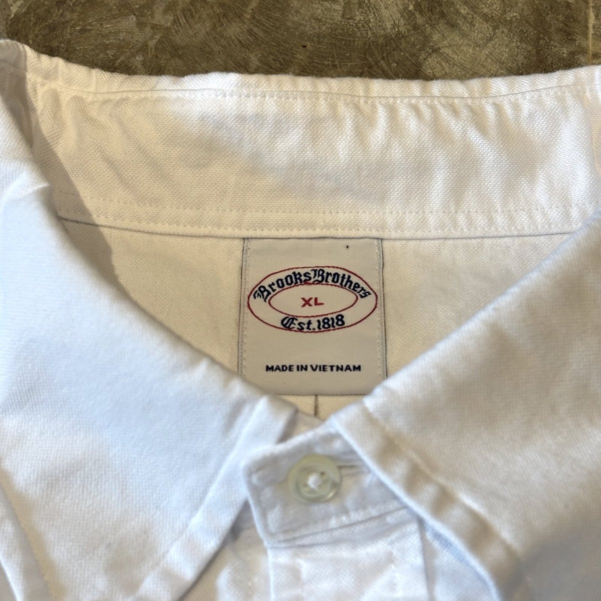 画像10: WHITE COLOR BUTTON DOWN COTTON L/S SHIRT / Mens XL (10)