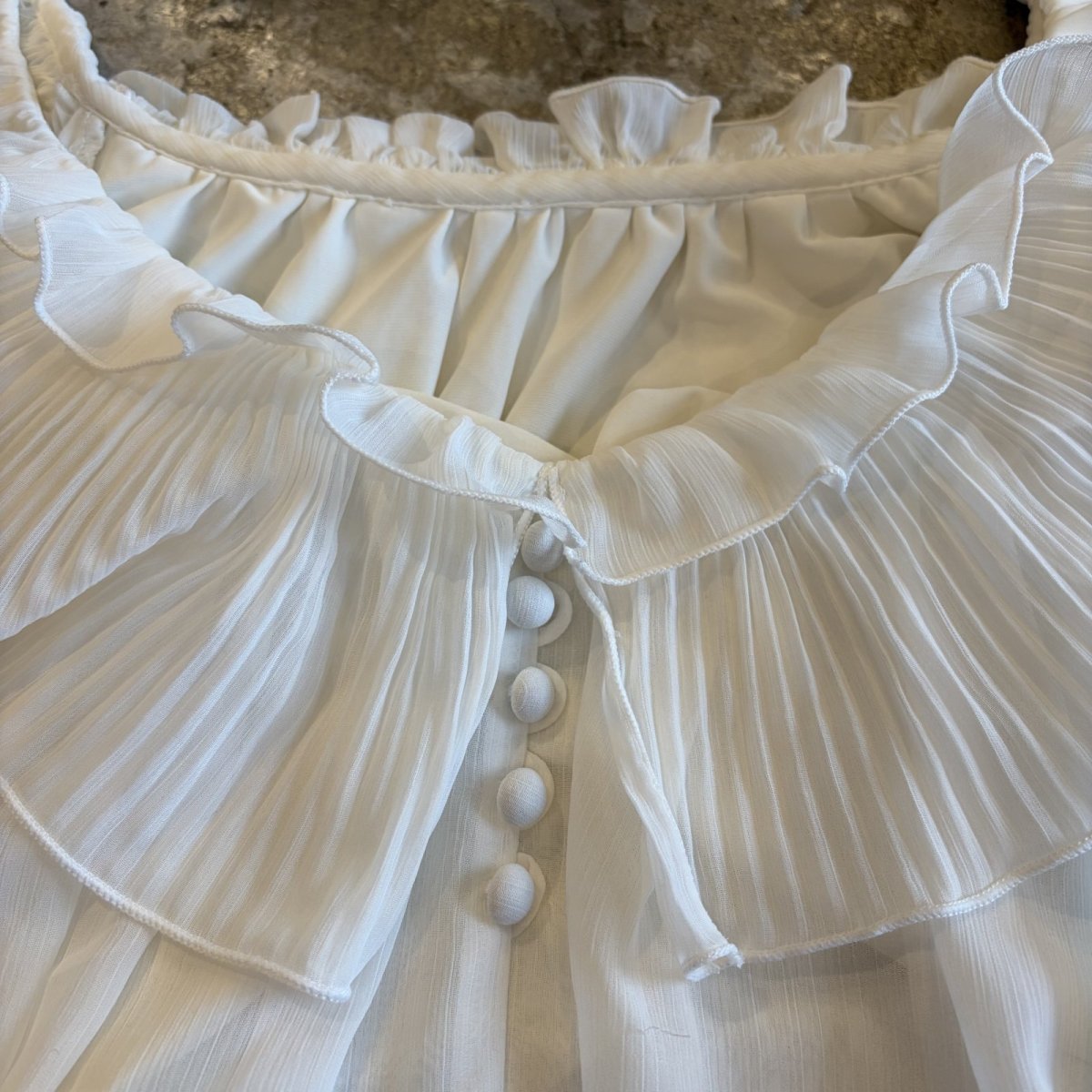 画像7: 2WAY DESIGN WHITE COLOR SHEER TOPS / Ladies M (7)