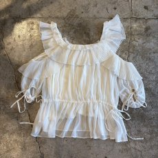 画像2: 2WAY DESIGN WHITE COLOR SHEER TOPS / Ladies M (2)