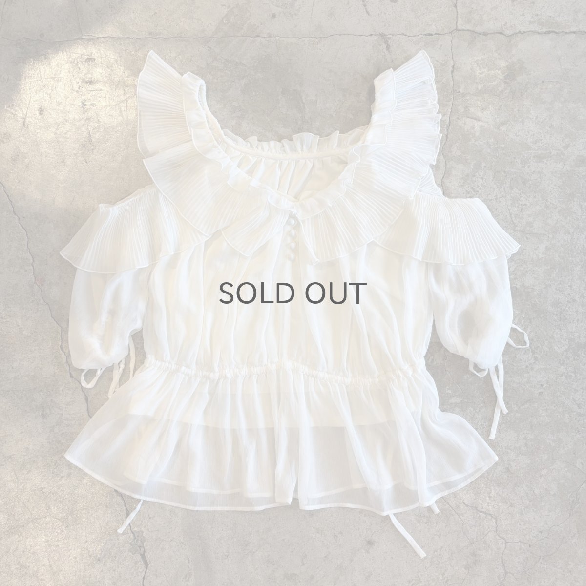 画像1: 2WAY DESIGN WHITE COLOR SHEER TOPS / Ladies M (1)