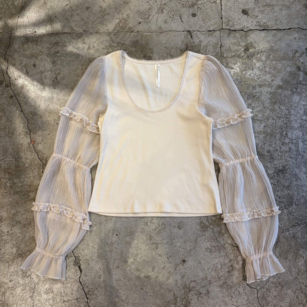 画像1: SHEER DESIGN VOLUME SLEEVE L/S TOPS / Ladies M (1)