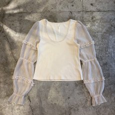 画像1: SHEER DESIGN VOLUME SLEEVE L/S TOPS / Ladies M (1)