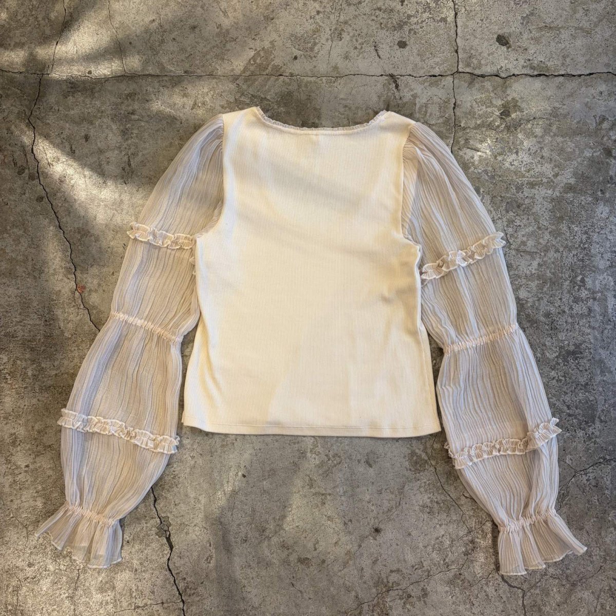 画像2: SHEER DESIGN VOLUME SLEEVE L/S TOPS / Ladies M (2)