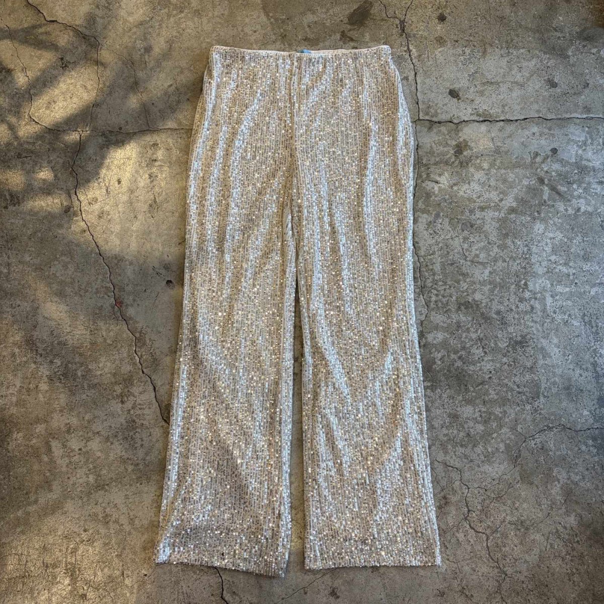 画像1: SEQUINS SILVER GLITTER DESIGN PANTS / W29~W42 (1)