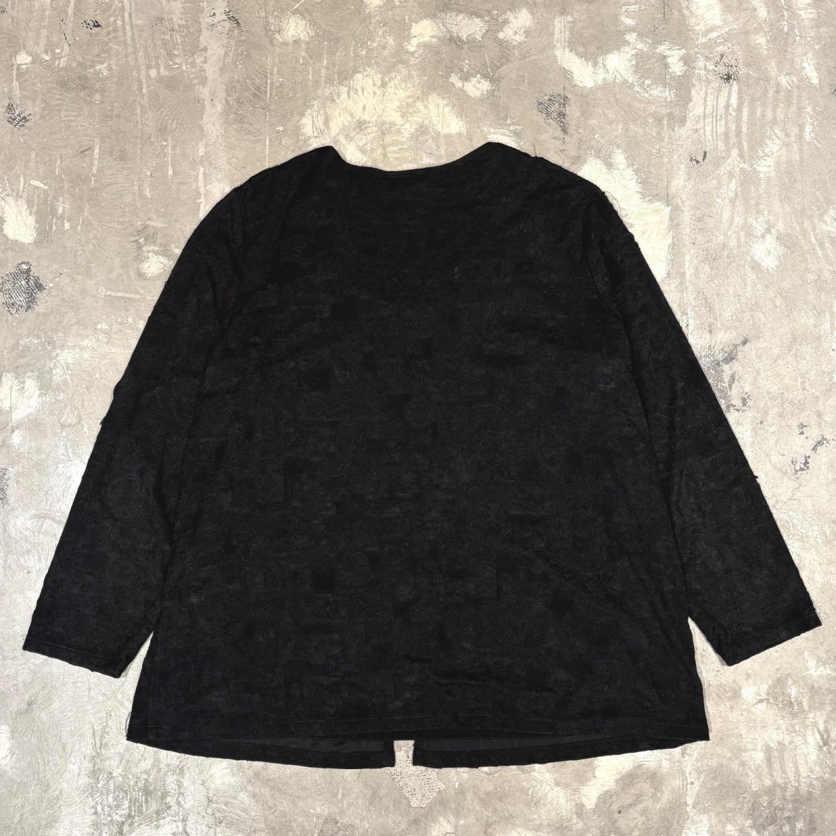 画像2: BLACK LACE PATTERN LAYERED L/S TOPS / Mens L (2)