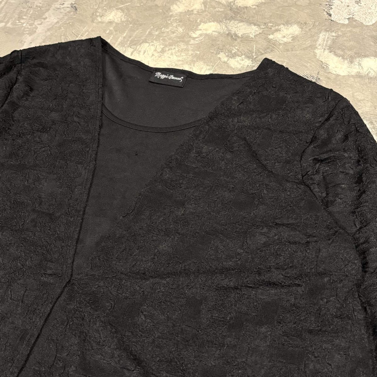 画像4: BLACK LACE PATTERN LAYERED L/S TOPS / Mens L (4)