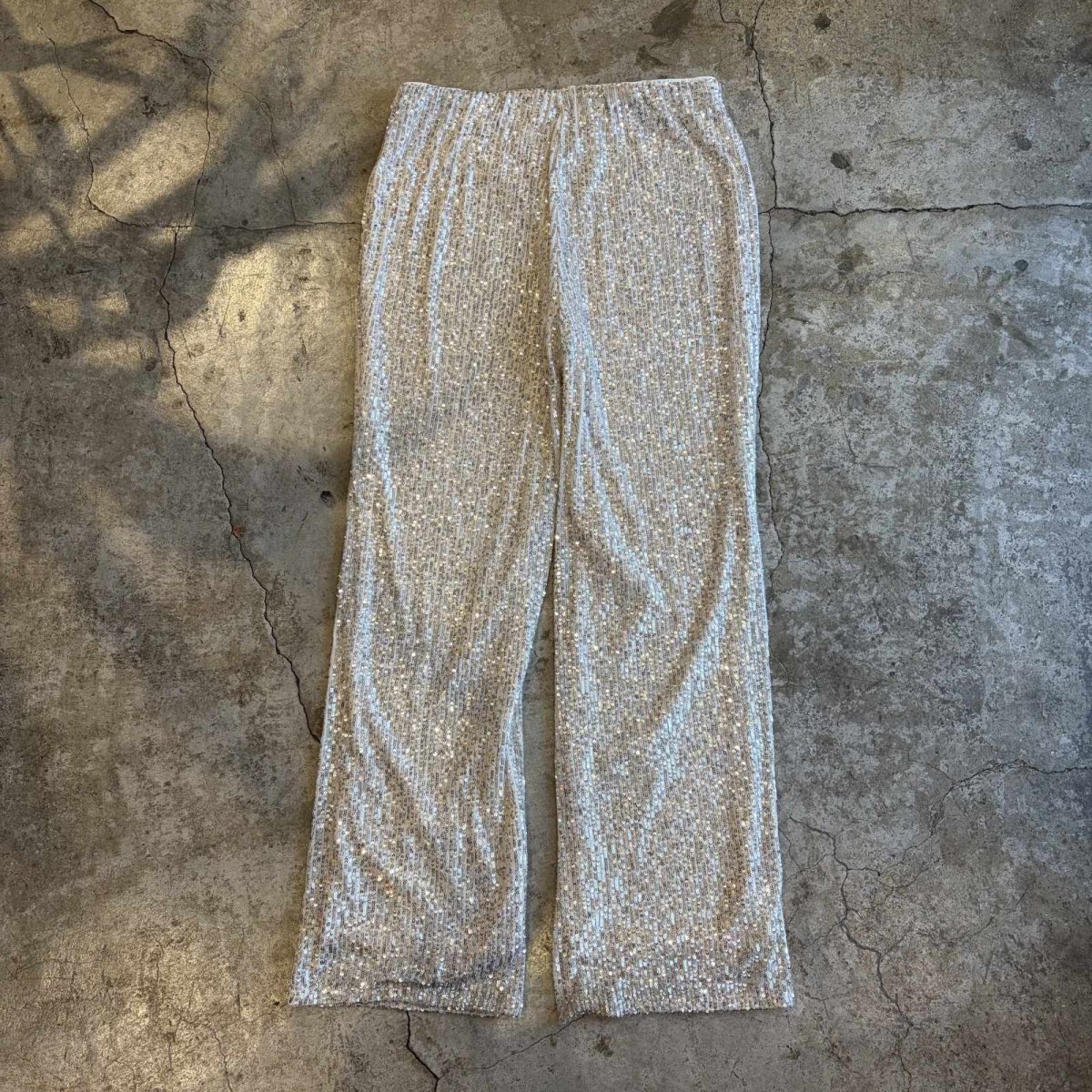 画像2: SEQUINS SILVER GLITTER DESIGN PANTS / W29~W42 (2)
