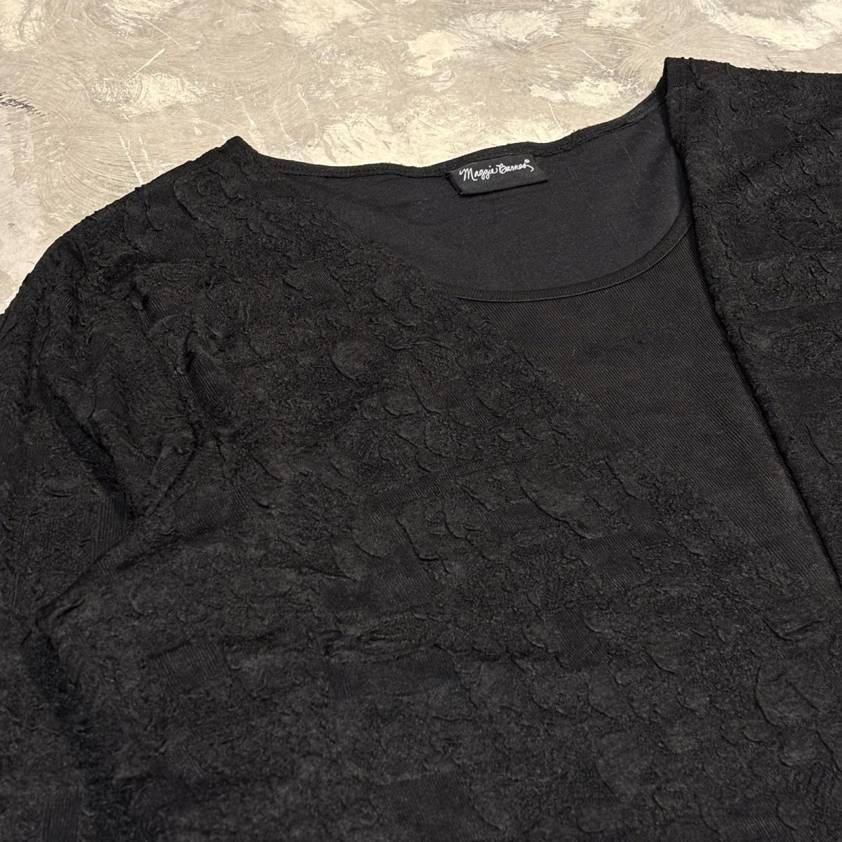画像3: BLACK LACE PATTERN LAYERED L/S TOPS / Mens L (3)