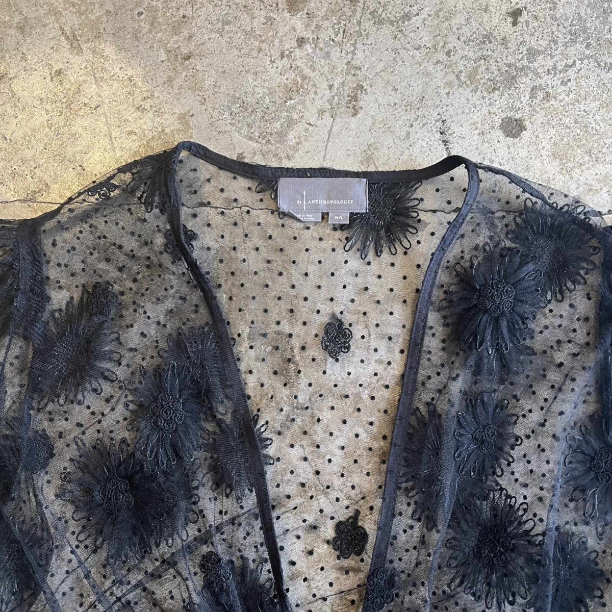 画像7:  FLORAL×DOT LACE WEIST DESIGN SHORT SHEER CARDIGAN / Ladies M(ML) (7)