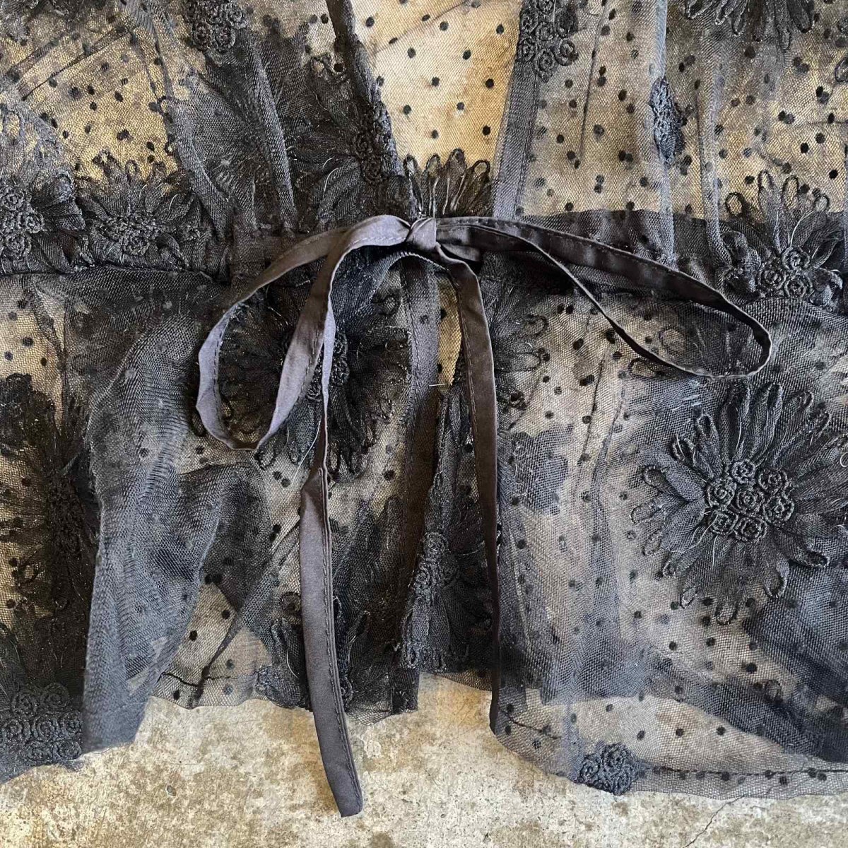 画像9:  FLORAL×DOT LACE WEIST DESIGN SHORT SHEER CARDIGAN / Ladies M(ML) (9)