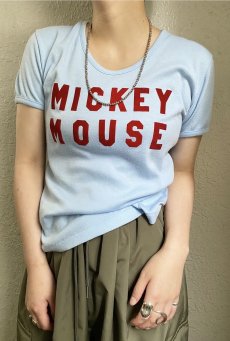 画像14: 70's "MICKEY MOUSE" FLOCKY EMBROIDERY DESIGN COLOR S/S TEE / Ladies M(L)  (14)