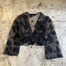 画像2:  FLORAL×DOT LACE WEIST DESIGN SHORT SHEER CARDIGAN / Ladies M(ML) (2)