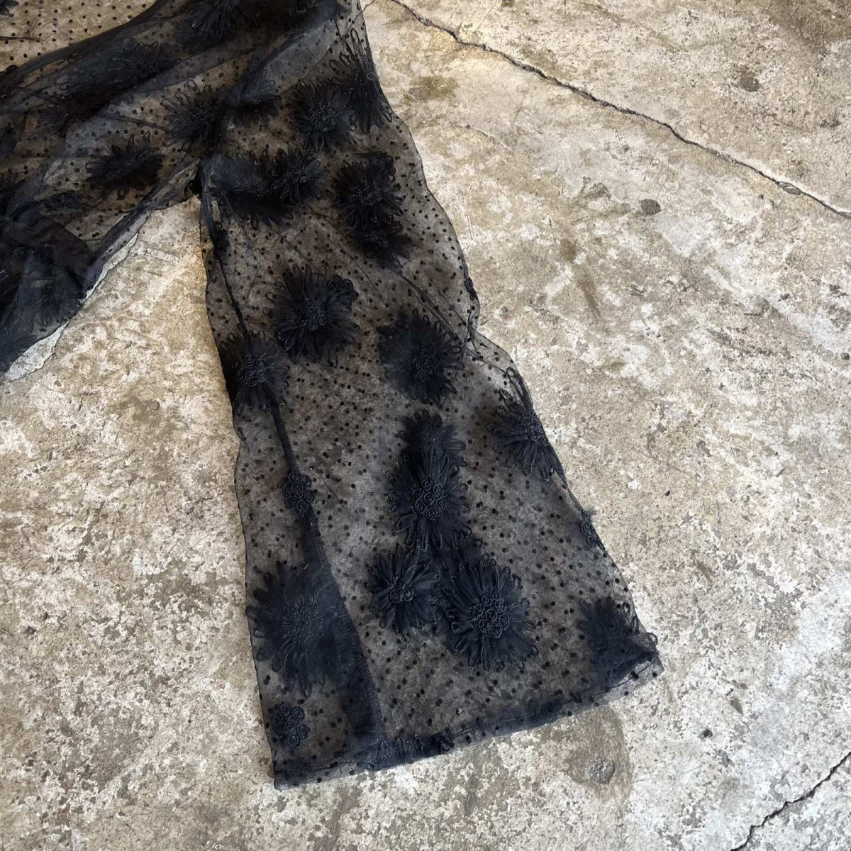 画像6:  FLORAL×DOT LACE WEIST DESIGN SHORT SHEER CARDIGAN / Ladies M(ML) (6)