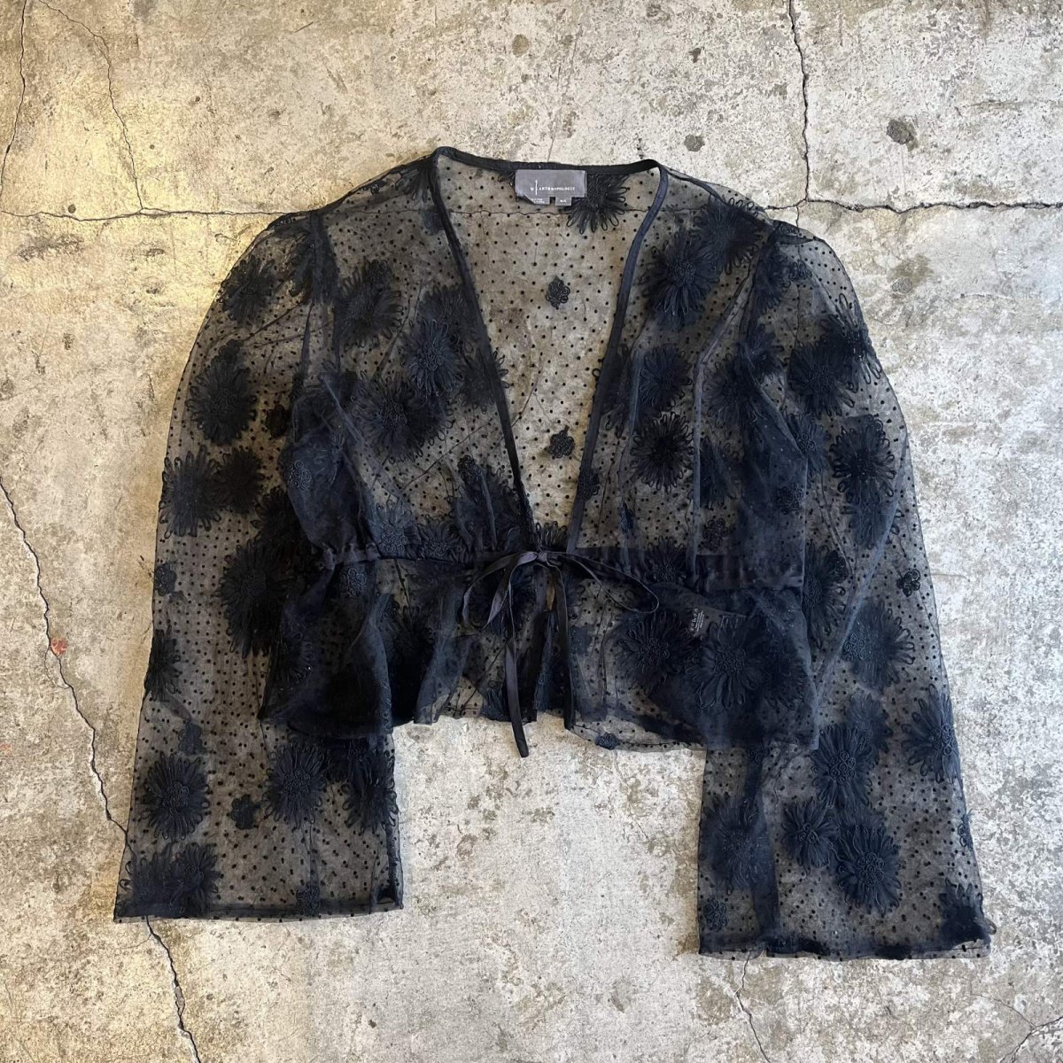画像1:  FLORAL×DOT LACE WEIST DESIGN SHORT SHEER CARDIGAN / Ladies M(ML) (1)