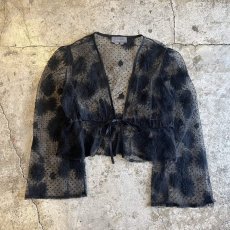 画像1:  FLORAL×DOT LACE WEIST DESIGN SHORT SHEER CARDIGAN / Ladies M(ML) (1)