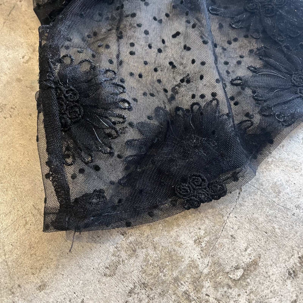 画像3:  FLORAL×DOT LACE WEIST DESIGN SHORT SHEER CARDIGAN / Ladies M(ML) (3)