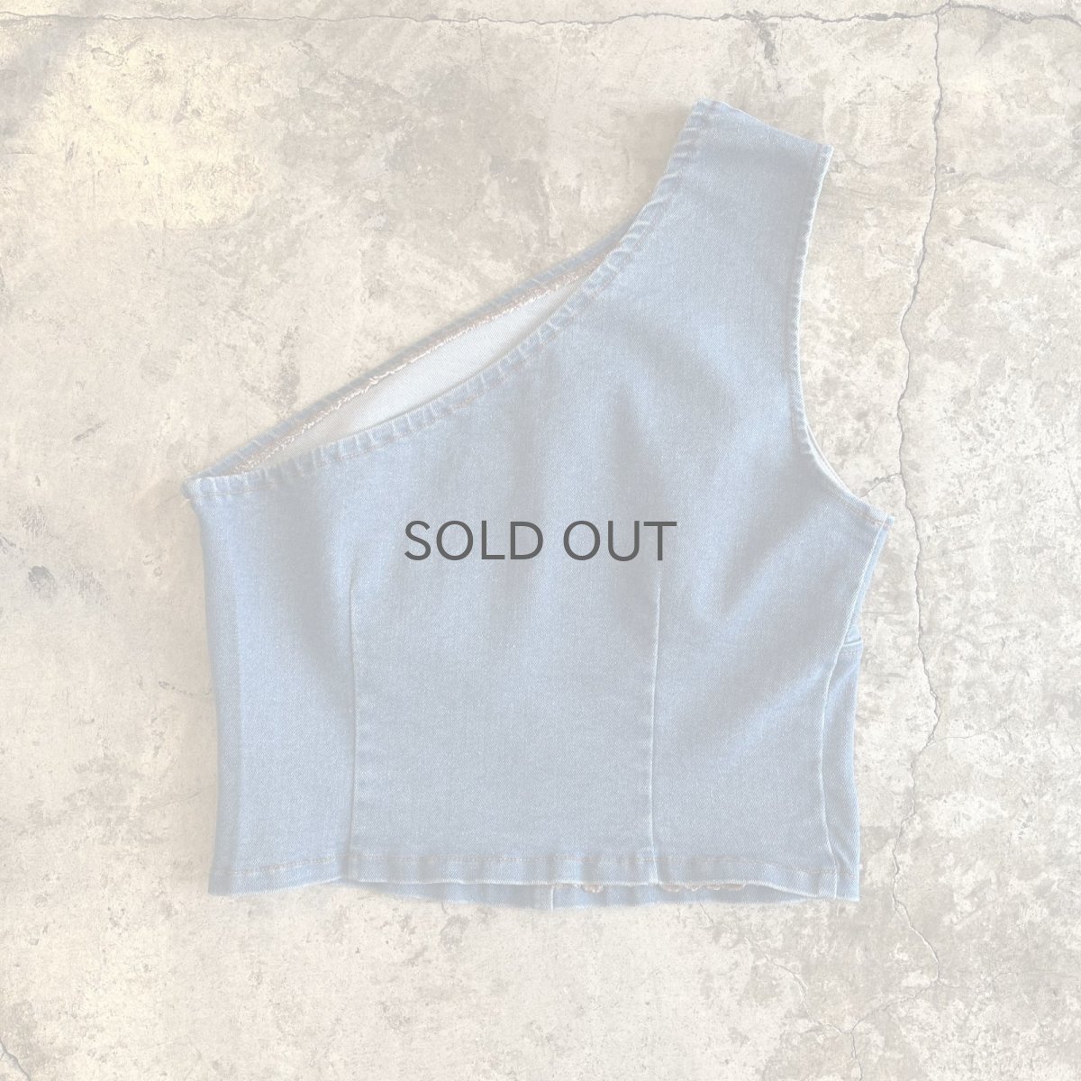 画像2: BLUE DENIM ONE SHOULDER DESIGN N/S TOPS / Ladies M(L) (2)