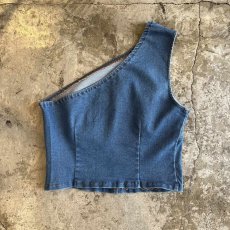 画像2: BLUE DENIM ONE SHOULDER DESIGN N/S TOPS / Ladies M(L) (2)
