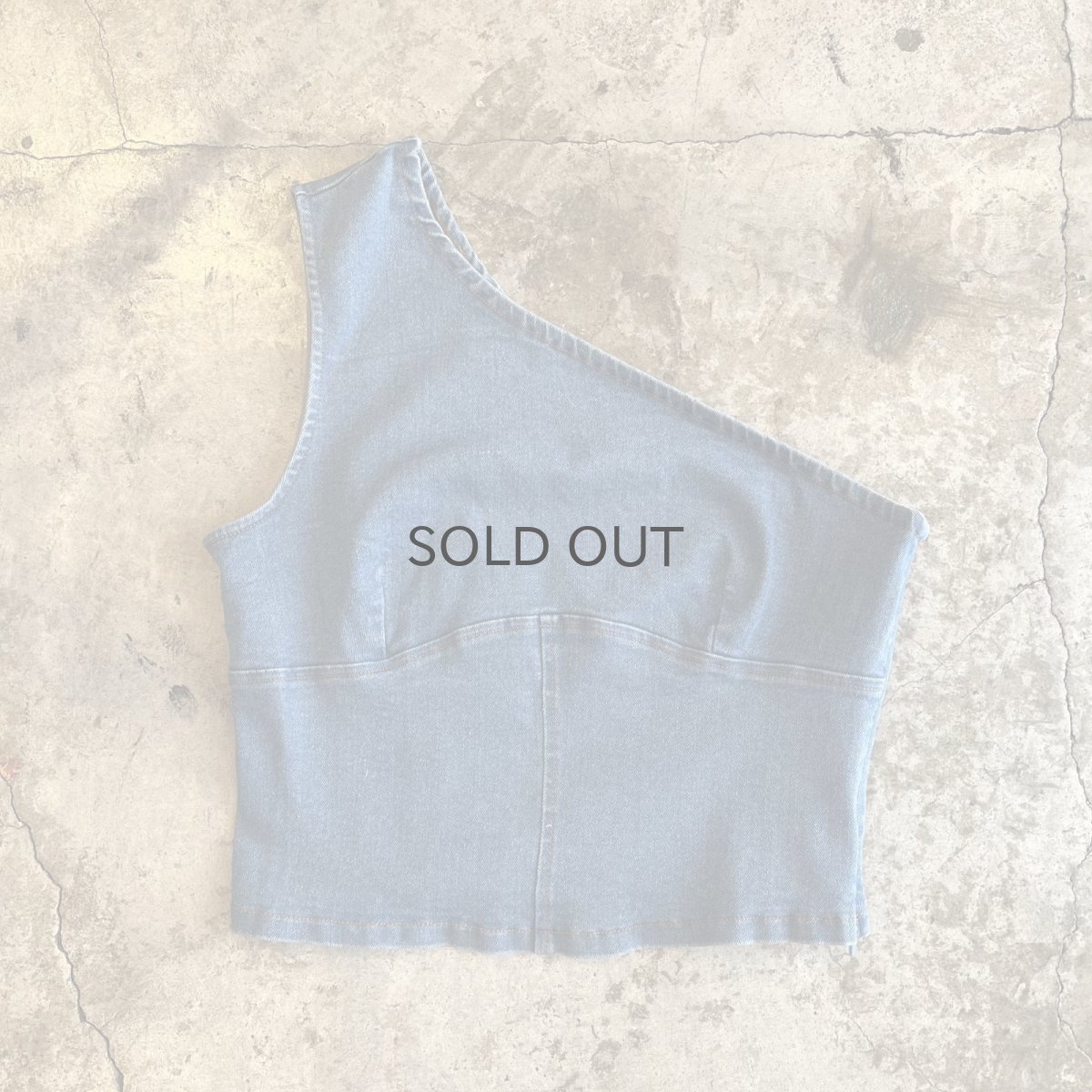 画像1: BLUE DENIM ONE SHOULDER DESIGN N/S TOPS / Ladies M(L) (1)