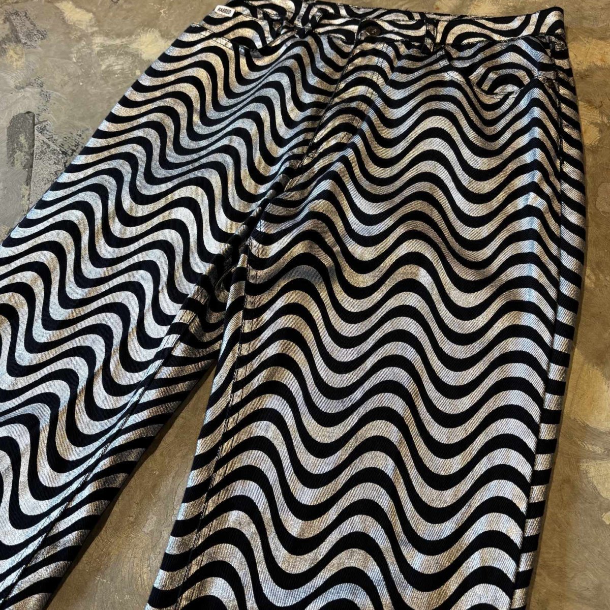 画像4: ALL OVER BICOLOR WAVE PATTERN STRAIGHT PANTS / W30 (4)