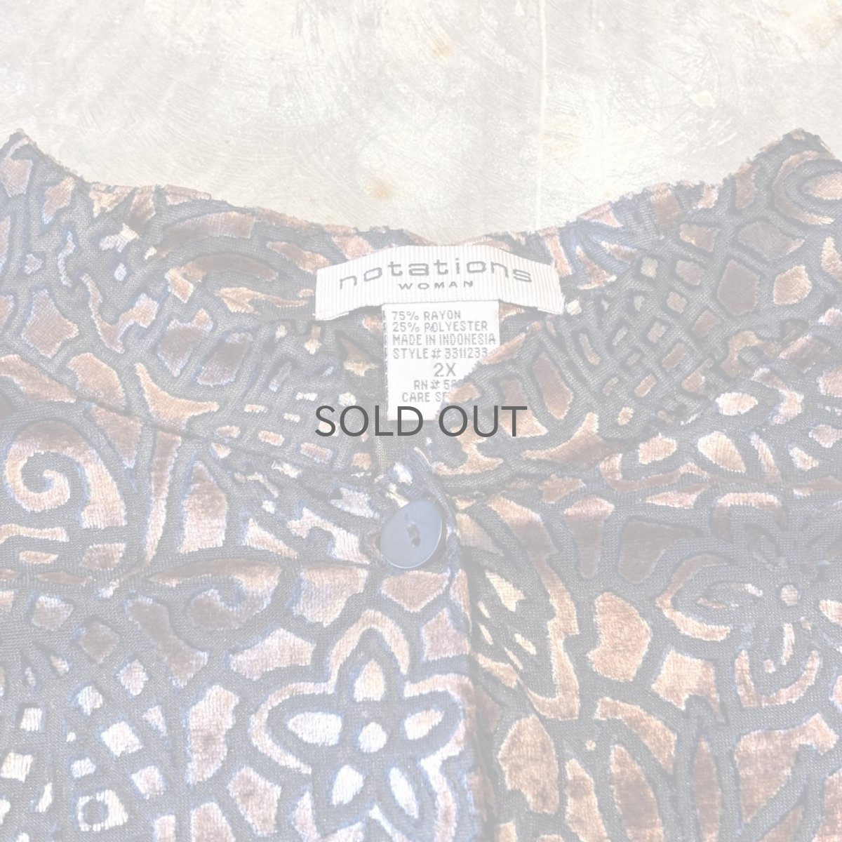 画像10: VELOUR×SHEER ART PATTERN BAND COLLAR L/S SHIRT / Mens L (10)
