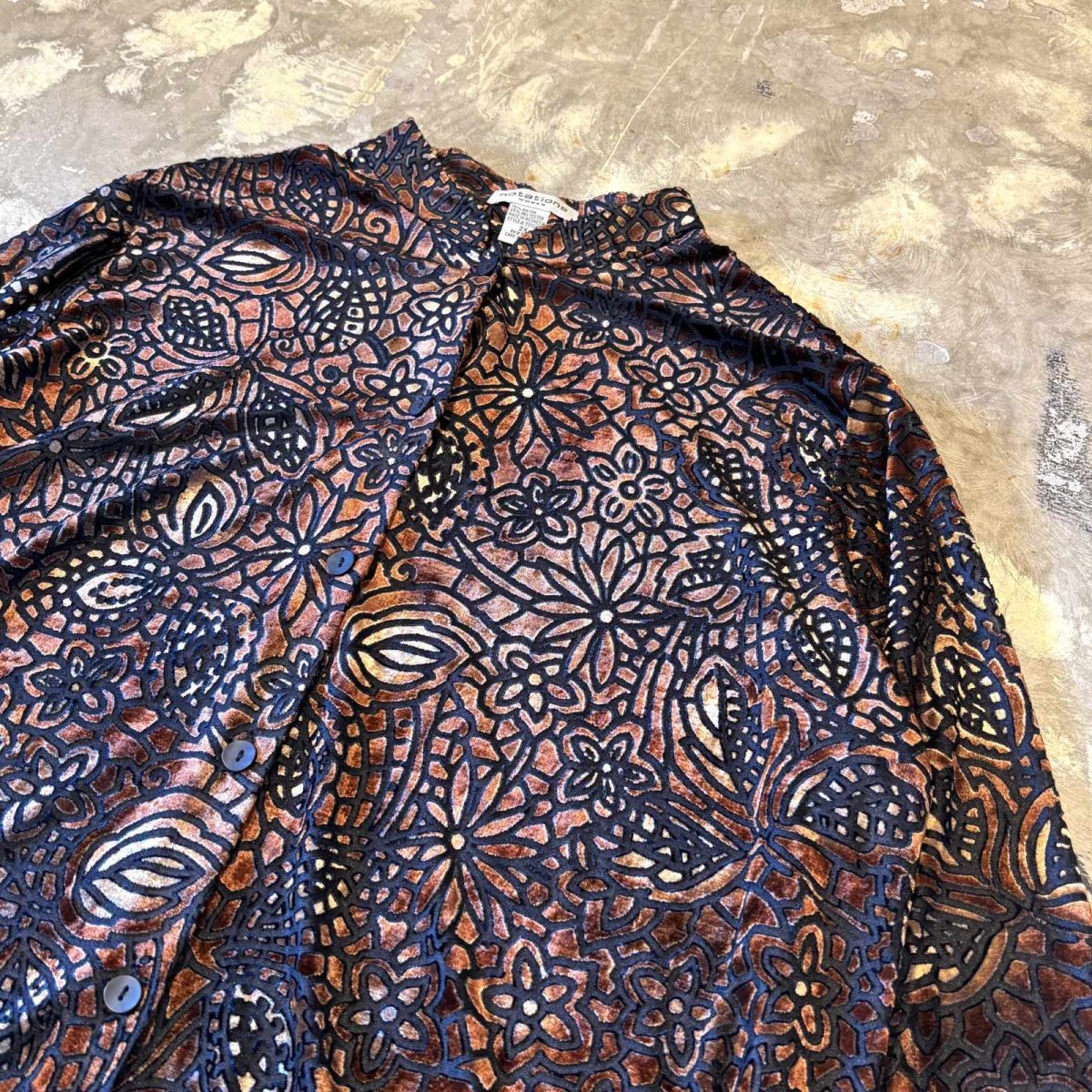 画像4: VELOUR×SHEER ART PATTERN BAND COLLAR L/S SHIRT / Mens L (4)