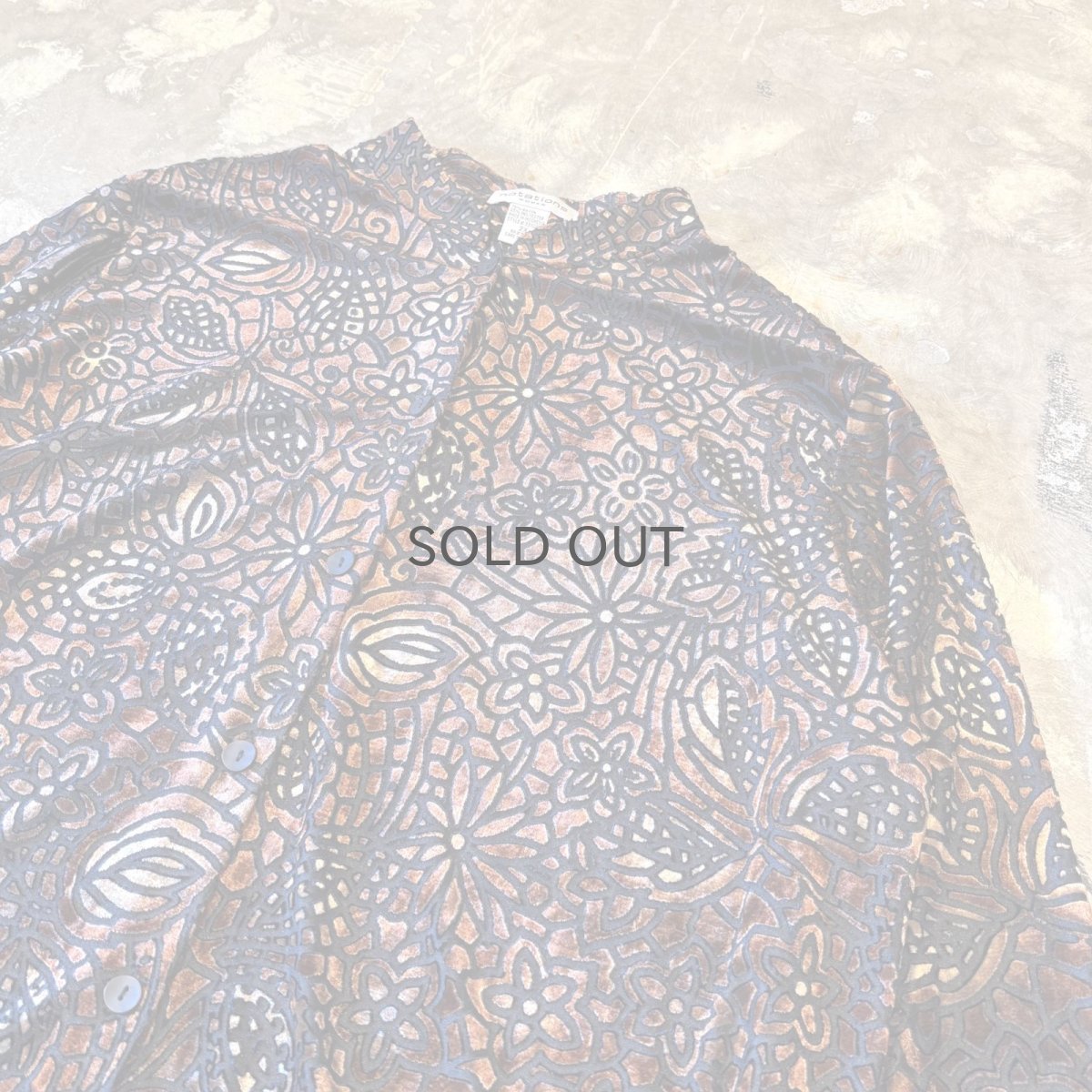 画像4: VELOUR×SHEER ART PATTERN BAND COLLAR L/S SHIRT / Mens L (4)