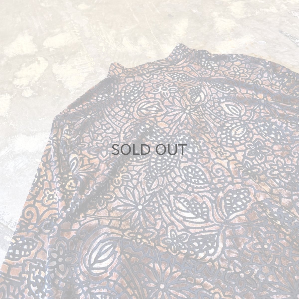 画像9: VELOUR×SHEER ART PATTERN BAND COLLAR L/S SHIRT / Mens L (9)